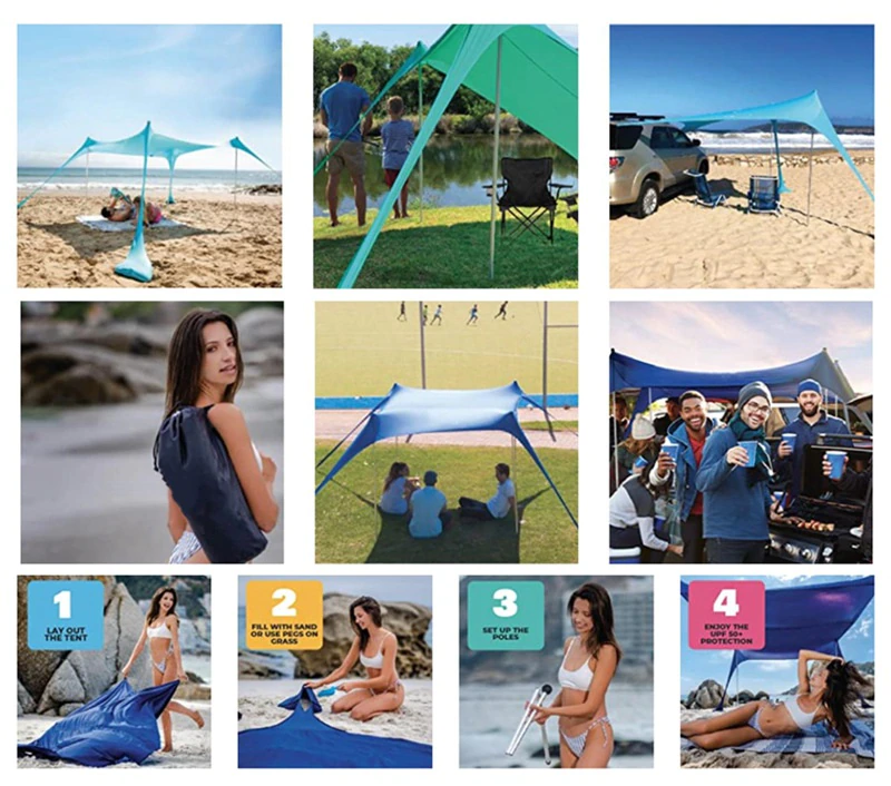 Cheap Goat Tents Family Beach Tent Sunshade Outdoor Windproof UV Protection Sun Shelter Camping Hiking Fishing Picnic Tent Sun proof Lycra Fabric   
